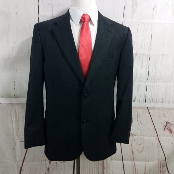 Society Brand Ltd By Hartmarx 44R 2 Button Charcoal 2pc Suit 32x31.5 Pleated - Picture 3 of 14